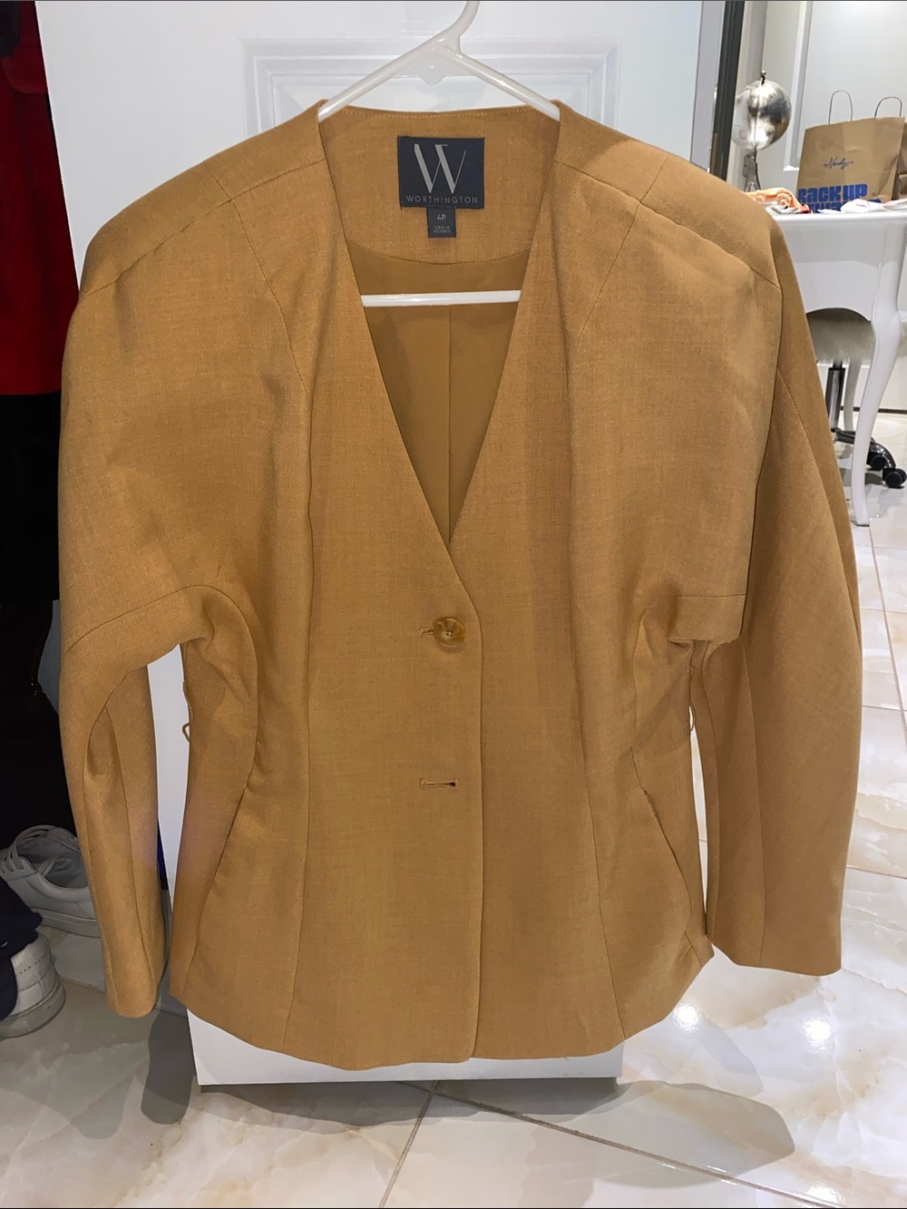 Worthington Women's Mustard Single-Button Blazer